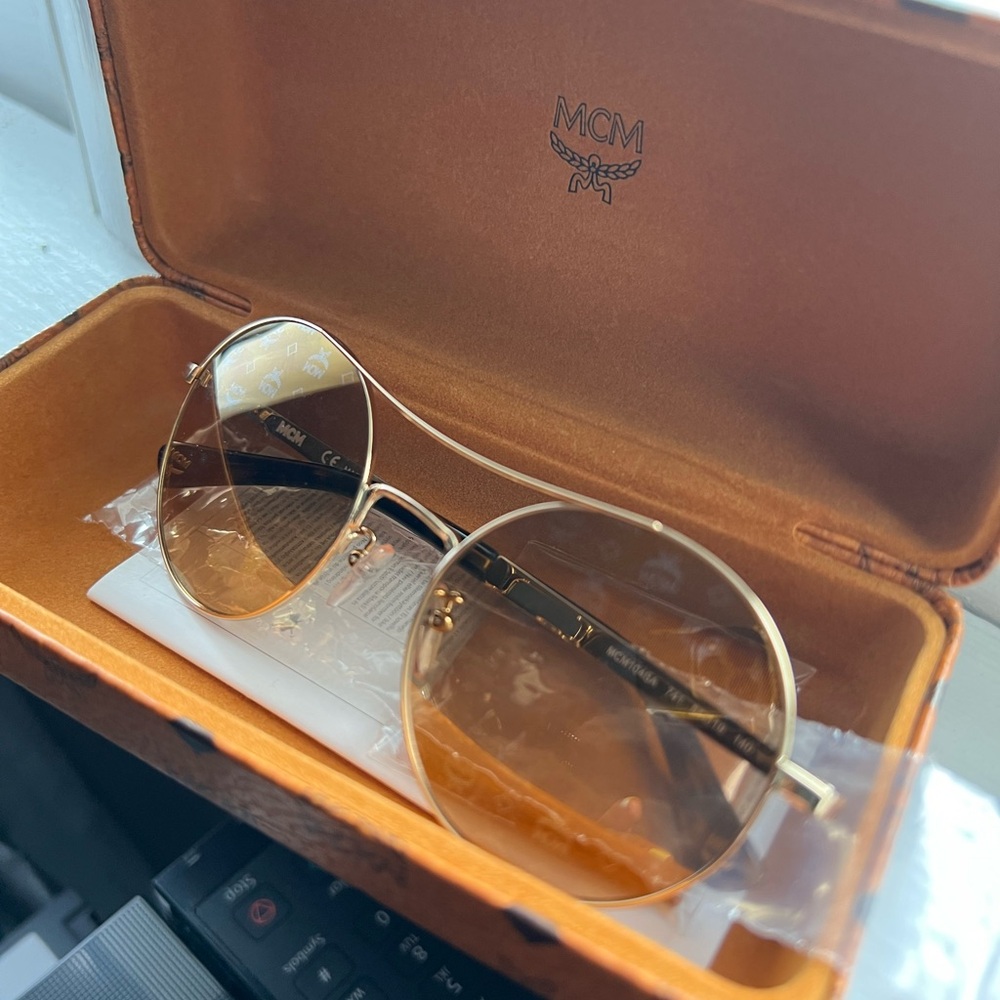 MCM Gold and Brown Women's Sunglasses